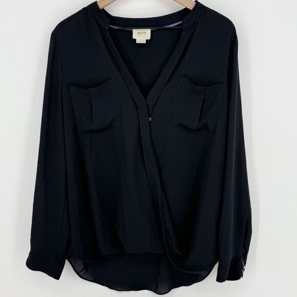 Maeve Eva Drape Front Blouse Blue Women’s Size 12 - Picture 1 of 5